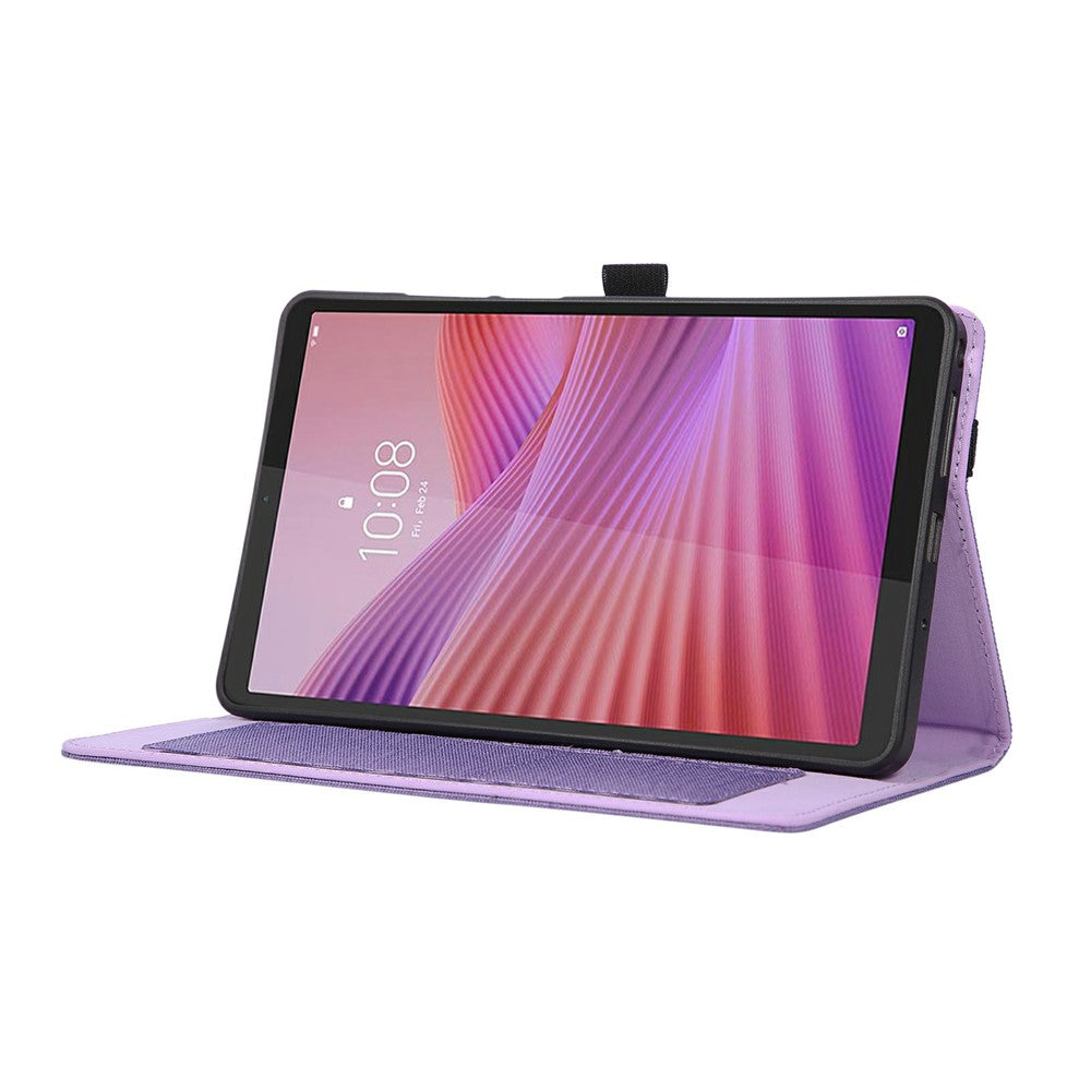 For Lenovo Tab K9 / Tab One Case with Stand Card Holder Cloth Texture Leather Tablet Cover - Purple