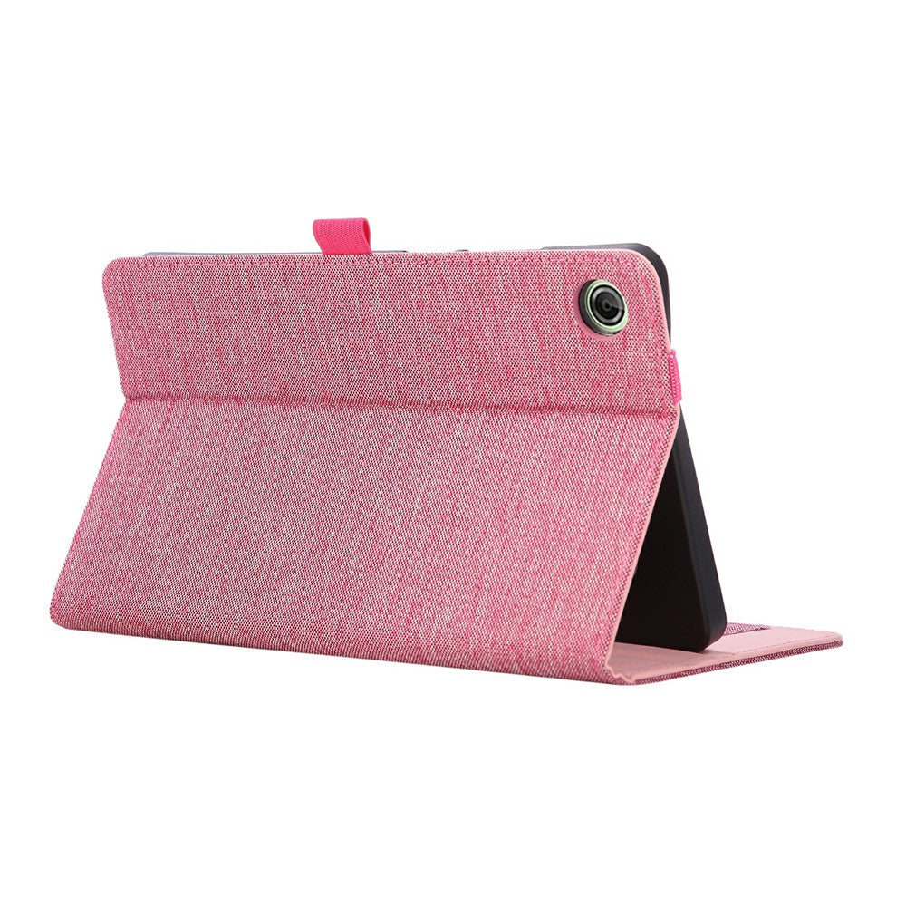 For Lenovo Tab K9 / Tab One Case with Stand Card Holder Cloth Texture Leather Tablet Cover - Pink