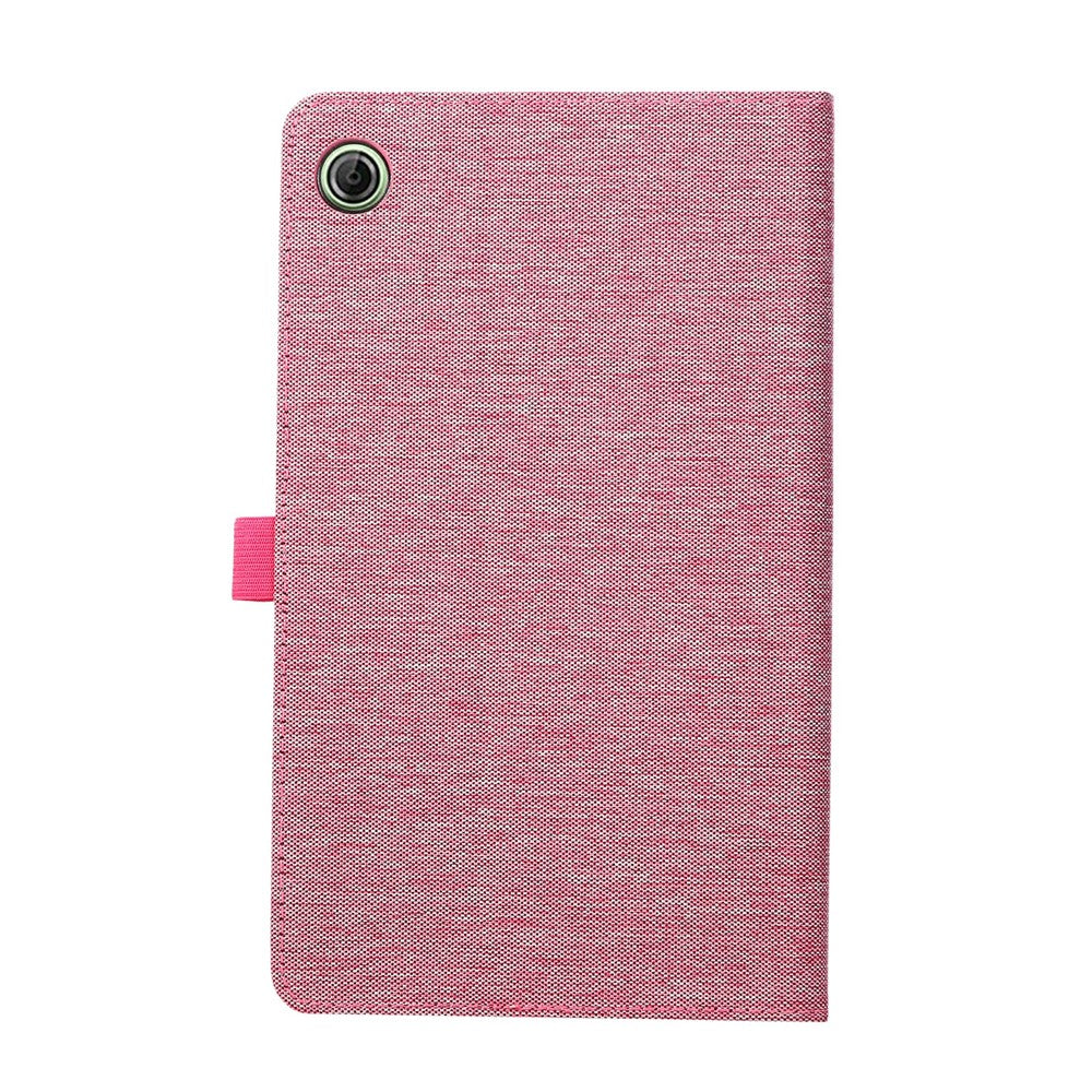 For Lenovo Tab K9 / Tab One Case with Stand Card Holder Cloth Texture Leather Tablet Cover - Pink