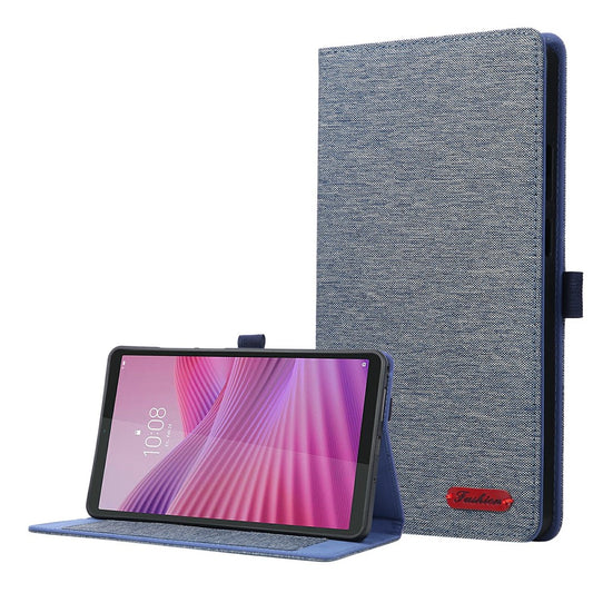 For Lenovo Tab K9 / Tab One Case with Stand Card Holder Cloth Texture Leather Tablet Cover - Blue