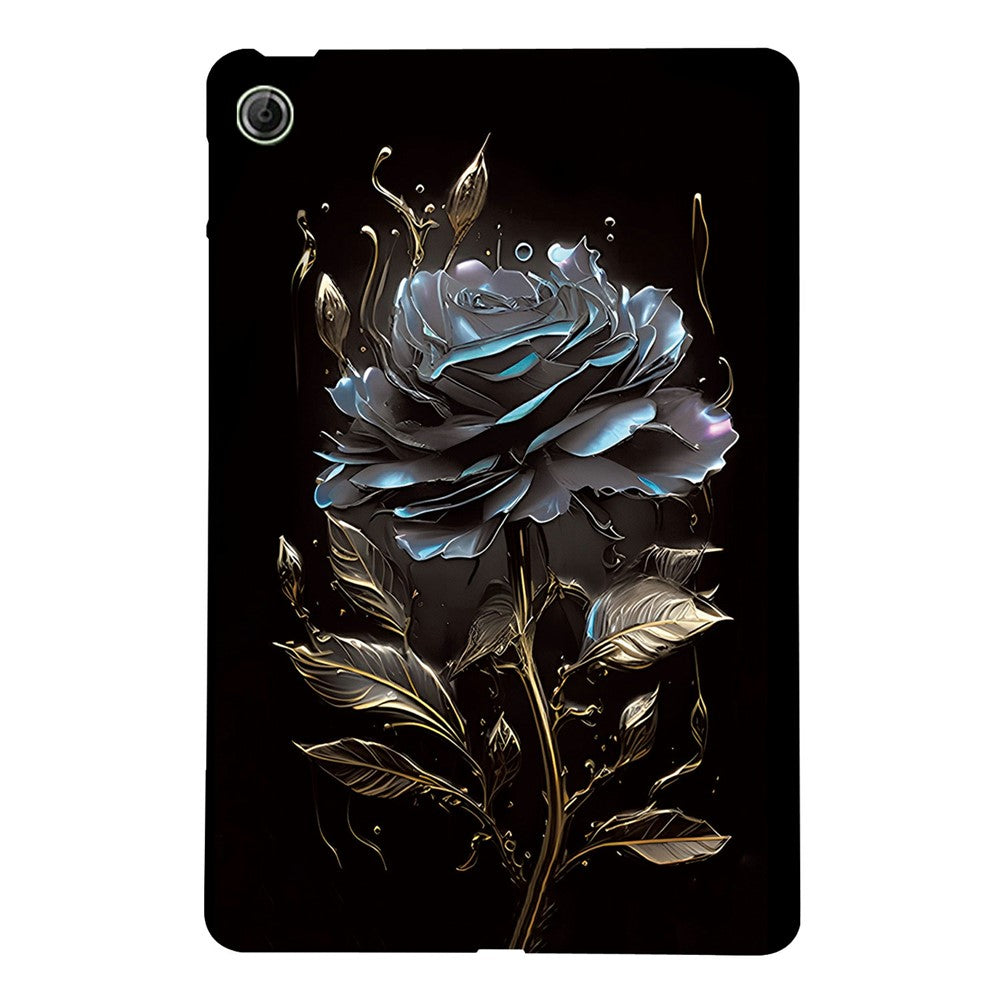For Lenovo Tab K9 TPU Case Pattern Printing Slim Tablet Protective Cover - Black Rose