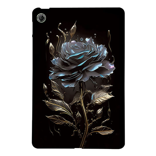For Lenovo Tab K9 TPU Case Pattern Printing Slim Tablet Protective Cover - Black Rose