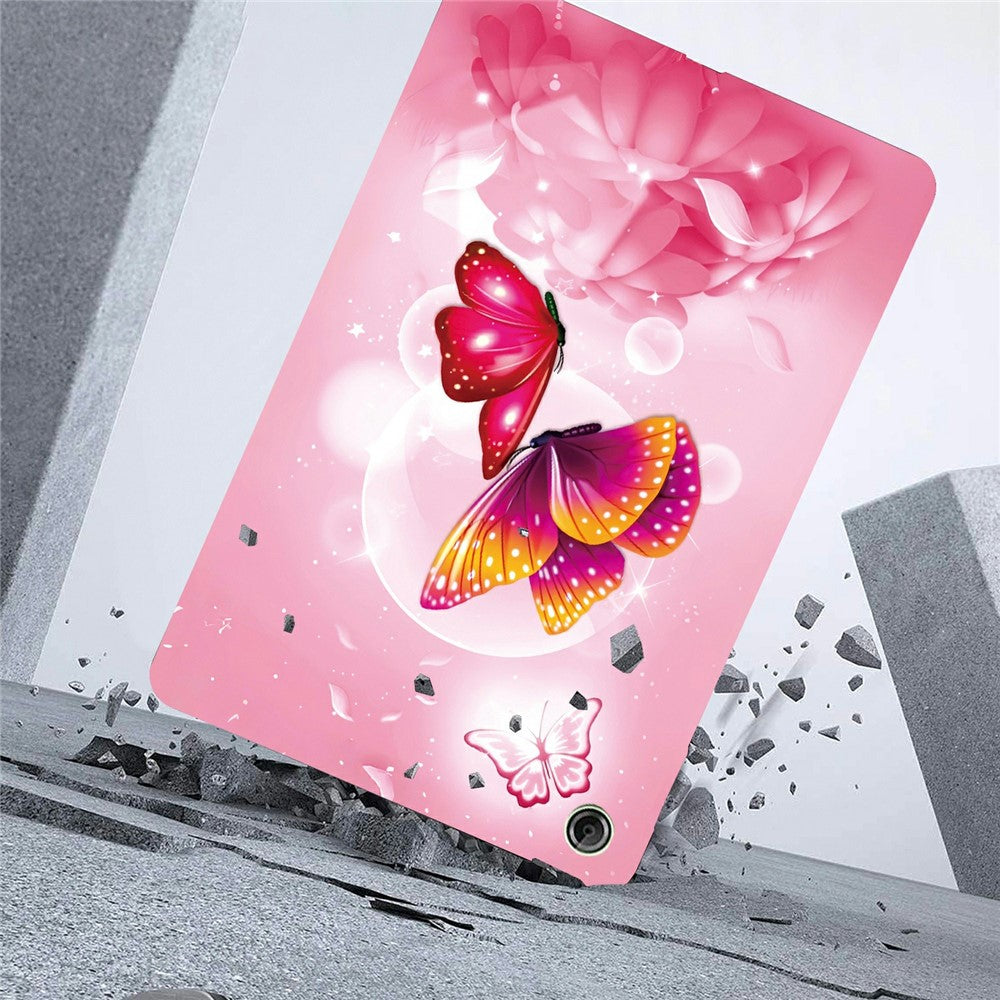 For Lenovo Tab K9 Case Pattern Printing Slim Soft TPU Tablet Cover - Pink Butterfly