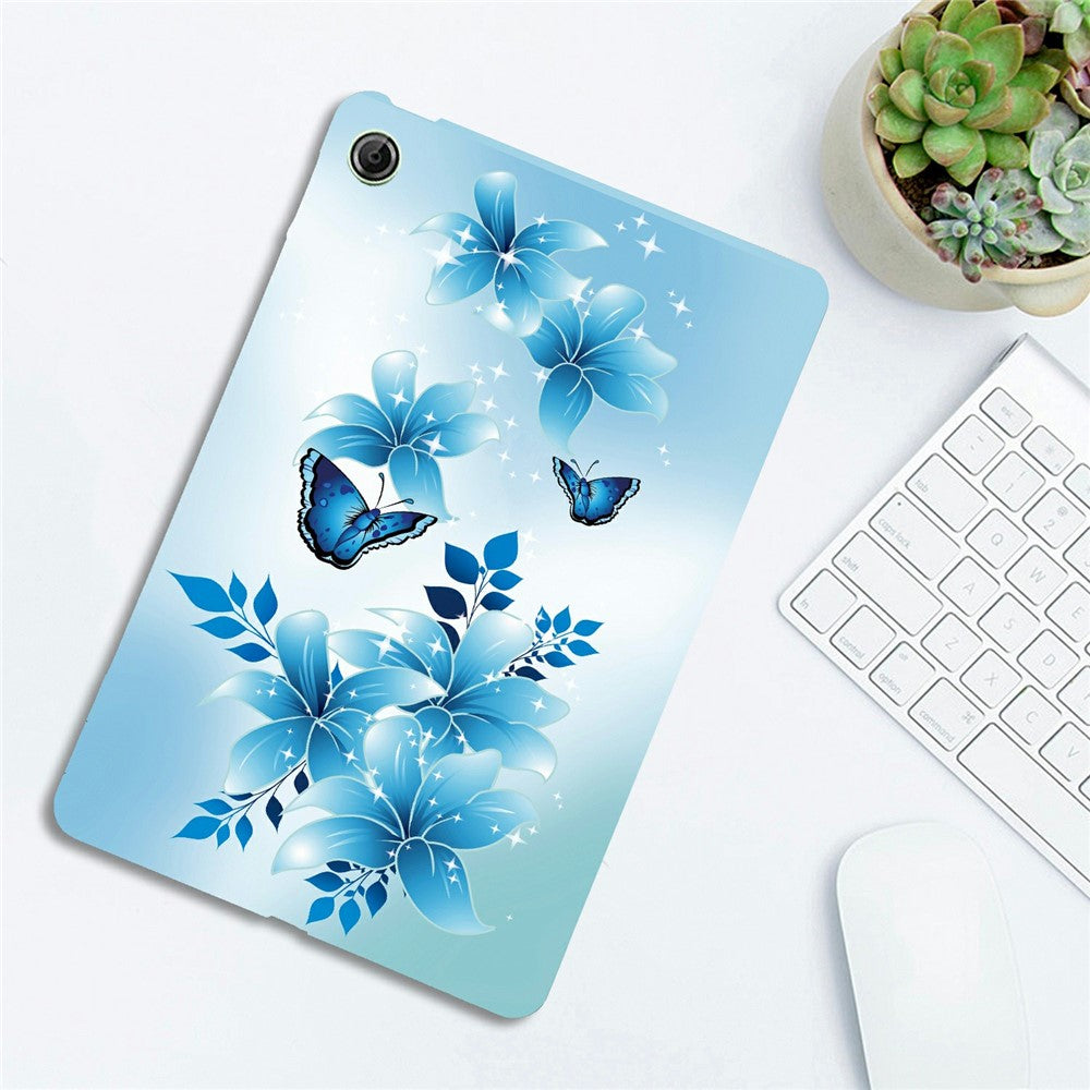 For Lenovo Tab K9 Case Pattern Printing Slim Soft TPU Tablet Cover - Blue Butterfly