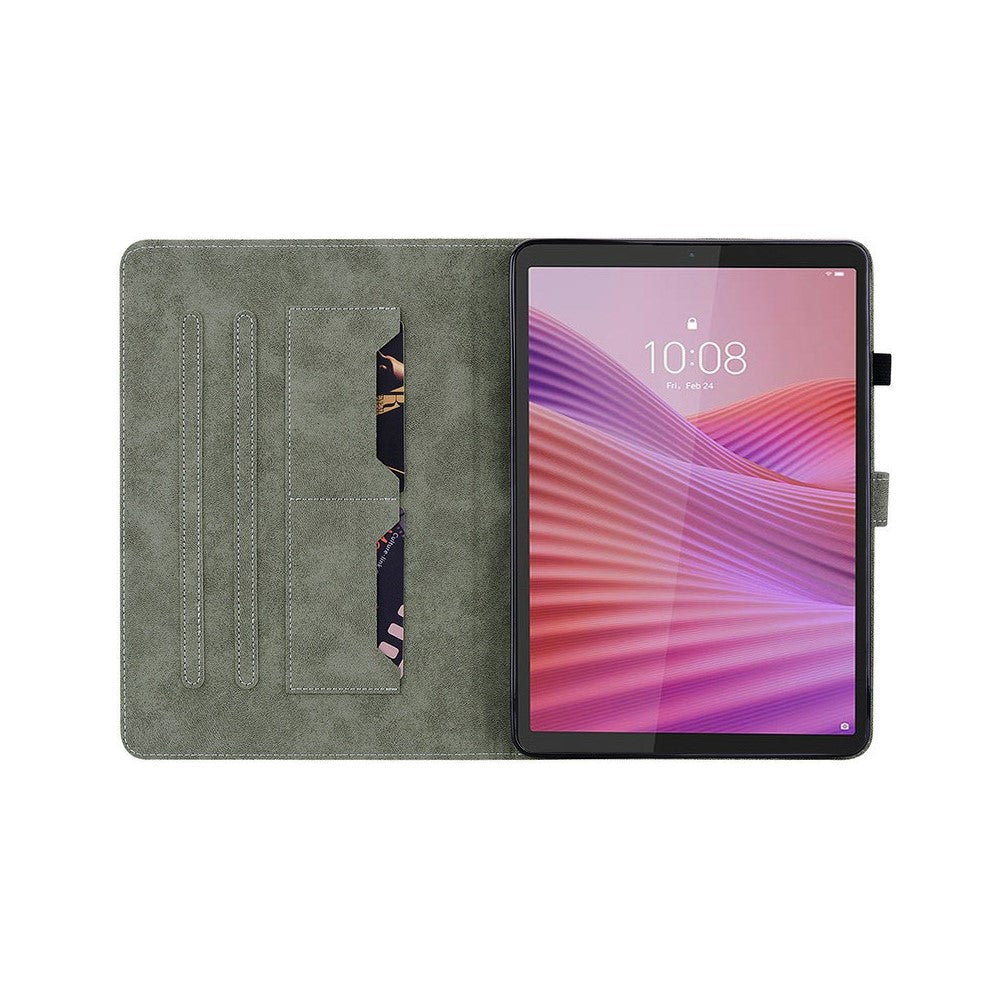 For Lenovo Tab K9 Case Tiger Imprint Anti-Scratch PU Leather Tablet Cover - Grey