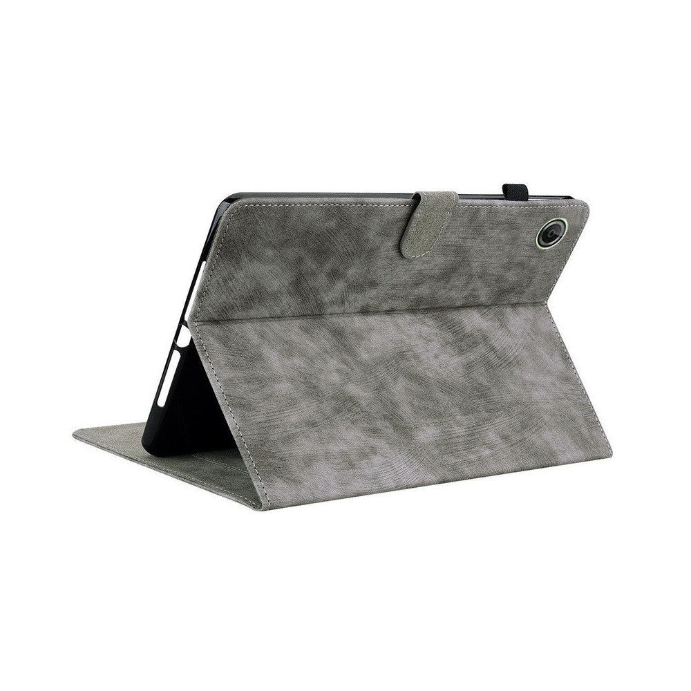 For Lenovo Tab K9 Case Tiger Imprint Anti-Scratch PU Leather Tablet Cover - Grey