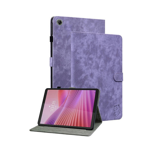 For Lenovo Tab K9 Case Tiger Imprint Anti-Scratch PU Leather Tablet Cover - Purple