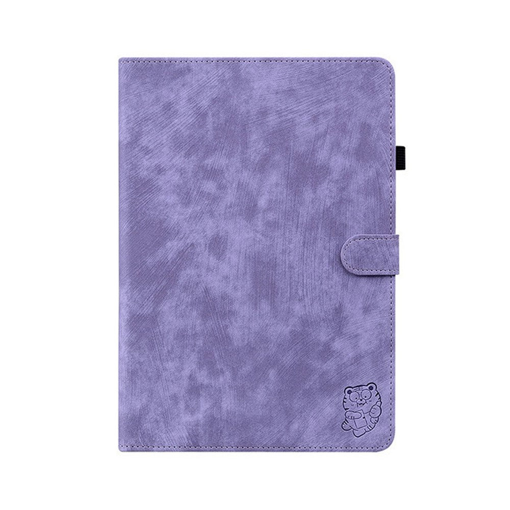 For Lenovo Tab K9 Case Tiger Imprint Anti-Scratch PU Leather Tablet Cover - Purple