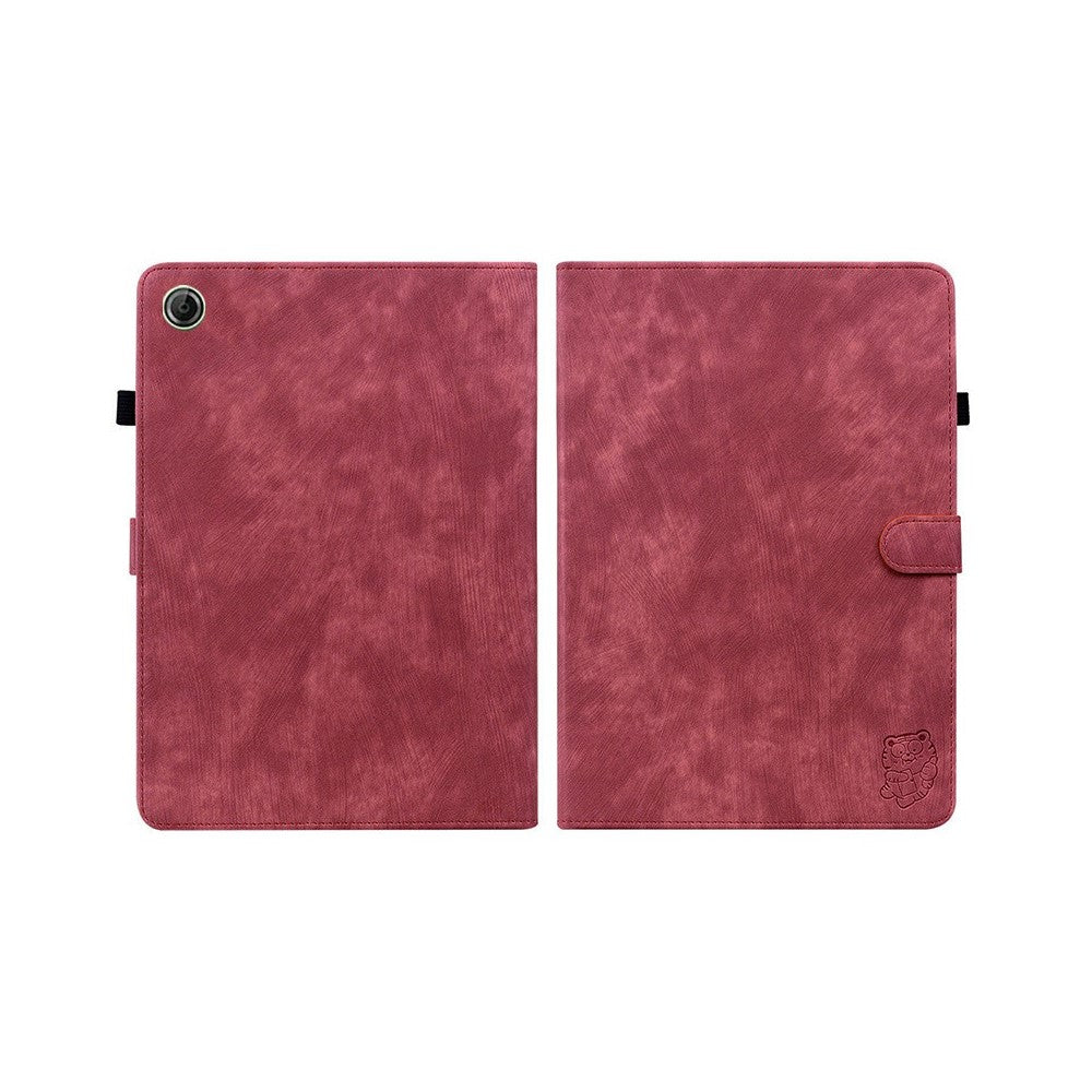For Lenovo Tab K9 Case Tiger Imprint Anti-Scratch PU Leather Tablet Cover - Red