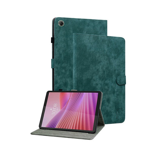 For Lenovo Tab K9 Case Tiger Imprint Anti-Scratch PU Leather Tablet Cover - Green