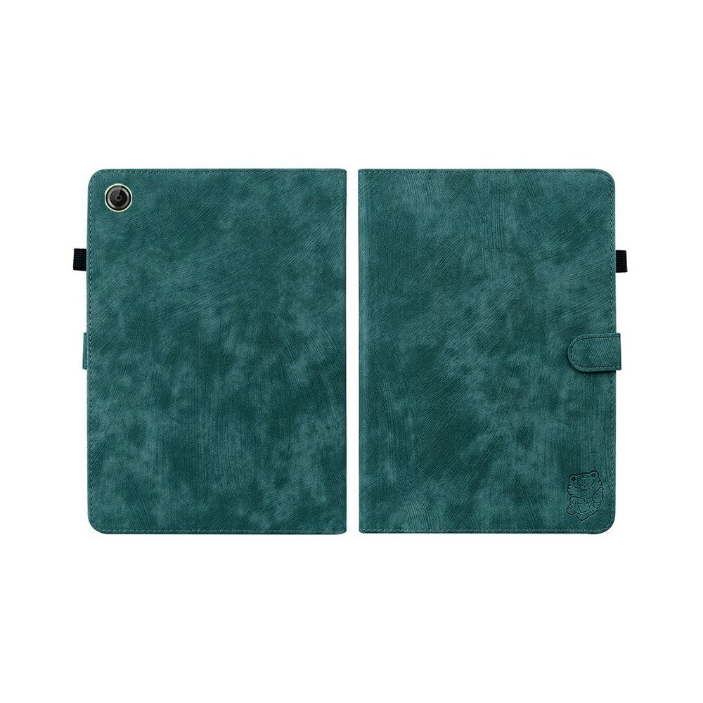 For Lenovo Tab K9 Case Tiger Imprint Anti-Scratch PU Leather Tablet Cover - Green