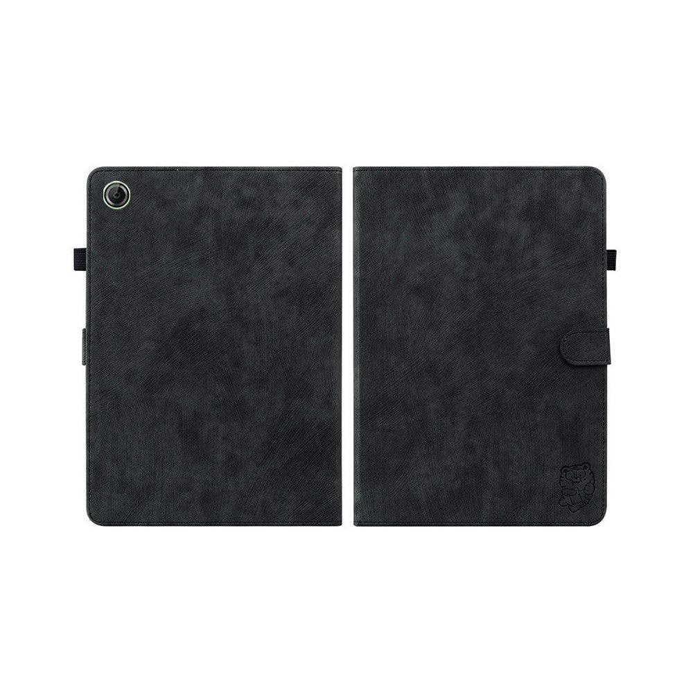 For Lenovo Tab K9 Case Tiger Imprint Anti-Scratch PU Leather Tablet Cover - Black