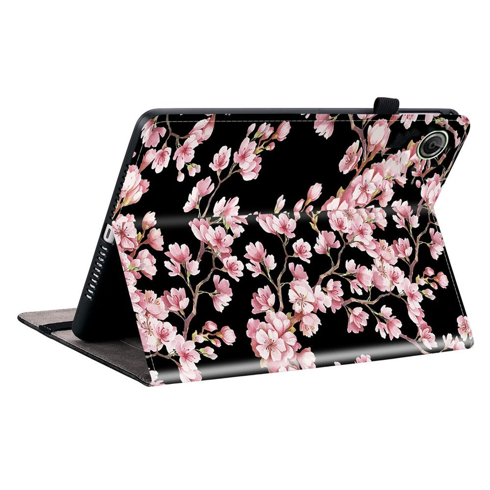 For Lenovo Tab K9 Leather Case Pattern Printed Stand Tablet Cover with Card Slots - Plum Blossom