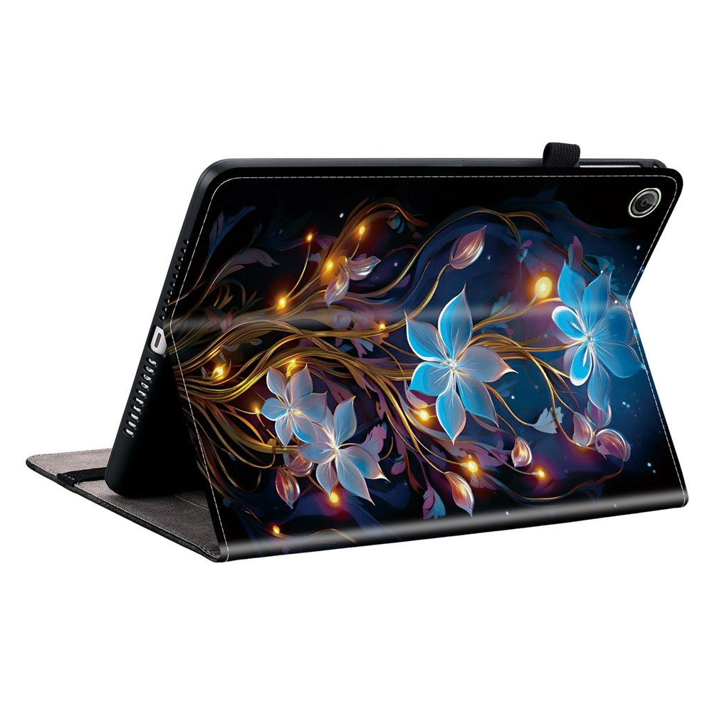For Lenovo Tab K9 Leather Case Pattern Printed Stand Tablet Cover with Card Slots - Small Lantern Flower