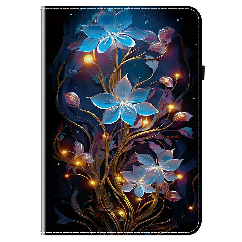 For Lenovo Tab K9 Leather Case Pattern Printed Stand Tablet Cover with Card Slots - Small Lantern Flower