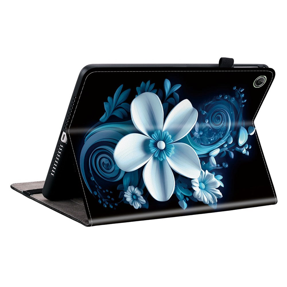 For Lenovo Tab K9 Leather Case Pattern Printed Stand Tablet Cover with Card Slots - Black Orchid