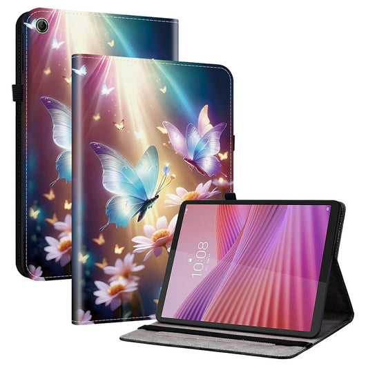 For Lenovo Tab K9 Leather Case Pattern Printed Stand Tablet Cover with Card Slots - Butterfly Floral