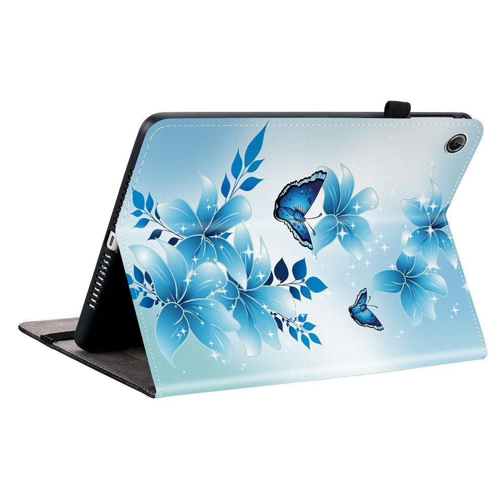 For Lenovo Tab K9 Leather Case Pattern Printed Stand Tablet Cover with Card Slots - Blue Butterfly