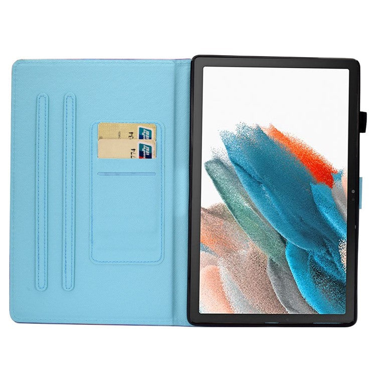For Samsung Galaxy Tab A8 10.5 (2021) SM-X200 / X205 / Tab A8 10.5 (2022) Pattern Printing PU Leather Dual-sided Magnetic Cover Stand Stitching Case with Card Slots and Pencil Holder - Heart
