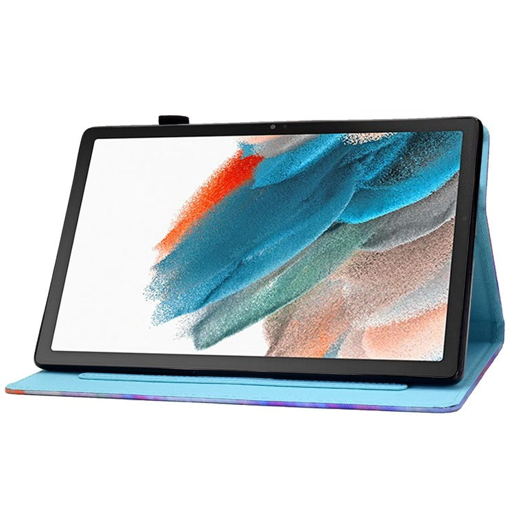 For Samsung Galaxy Tab A8 10.5 (2021) SM-X200 / X205 / Tab A8 10.5 (2022) Pattern Printing PU Leather Dual-sided Magnetic Cover Stand Stitching Case with Card Slots and Pencil Holder - Heart