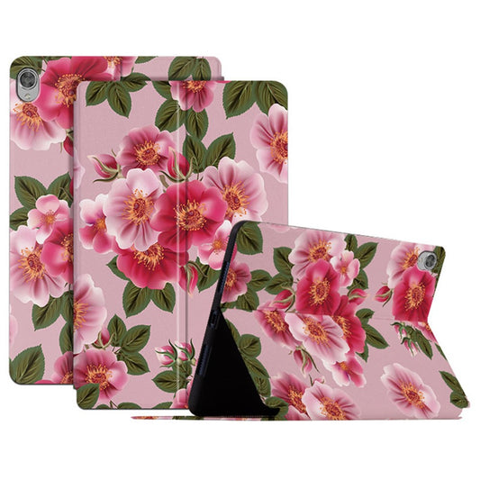 For Lenovo Tab M10 TB-X605F / X505 10.1-inch Well-protected Flower Pattern Printed Tablet Case Leather + TPU Anti-drop Folio Flip Cover with Stand - Glamorous Peony