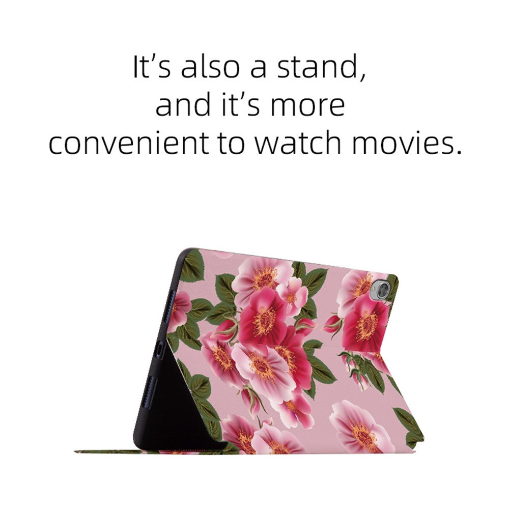 For Lenovo Tab M10 TB-X605F / X505 10.1-inch Well-protected Flower Pattern Printed Tablet Case Leather + TPU Anti-drop Folio Flip Cover with Stand - Gardenias