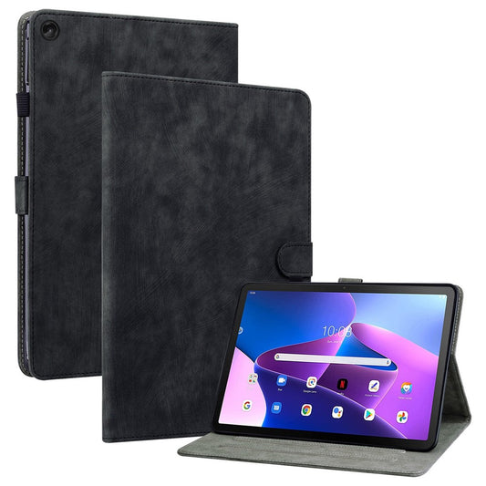 For Lenovo Tab M10 (Gen 3) TB-328FU / TB-328XU TPU+PU Leather Scratch-Proof Case Cute Tiger Pattern Imprinted Tablet Cover with Stand / Card Slot - Black