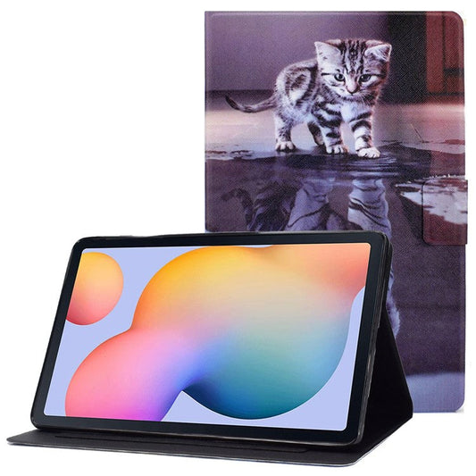 For Samsung Galaxy Tab A7 10.4 (2020) / (2022) T500 / T505 PU Leather Case Pattern Printing Stand Cover - Cat / Tiger