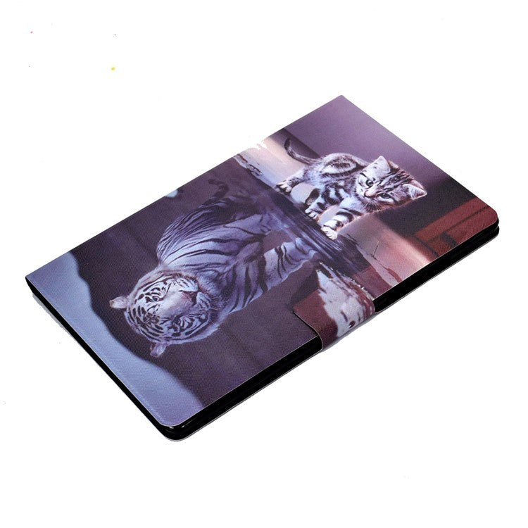 For Samsung Galaxy Tab A7 10.4 (2020) / (2022) T500 / T505 PU Leather Case Pattern Printing Stand Cover - Cat / Tiger