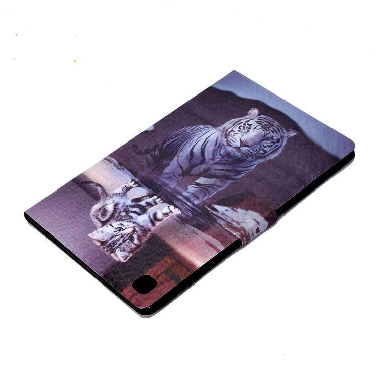 For Samsung Galaxy Tab A7 10.4 (2020) / (2022) T500 / T505 PU Leather Case Pattern Printing Stand Cover - Cat / Tiger