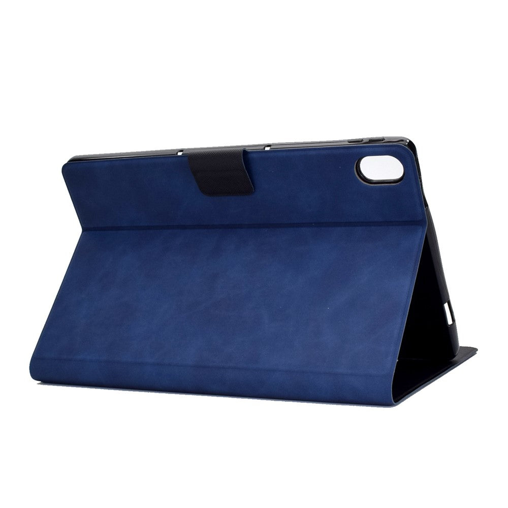 For Lenovo Tab P11 TB-J606F / Tab P11 5G  Card Holder Design Folio Flip Calf Textured Leather Tablet Case Magnetic Shockproof Cover with Stand - Blue