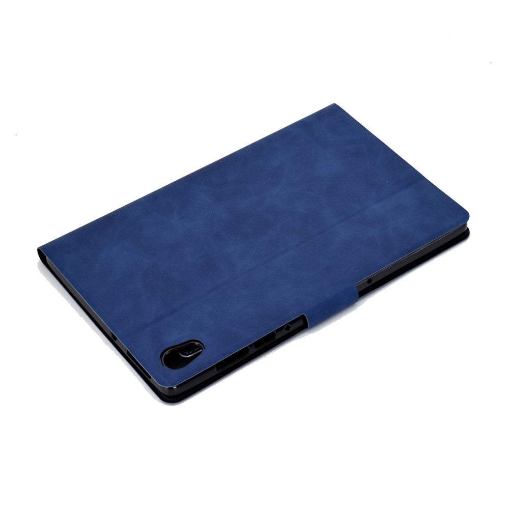 For Lenovo Tab M10 HD Gen 2 X306X Folio Flip Anti-scratch Calf Textured Leather Tablet Case Card Holder Stand Feature Magnetic Protector - Blue