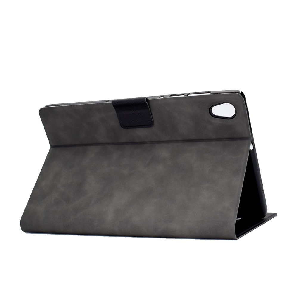 For Lenovo Tab M10 HD Gen 2 X306X Folio Flip Anti-scratch Calf Textured Leather Tablet Case Card Holder Stand Feature Magnetic Protector - Grey