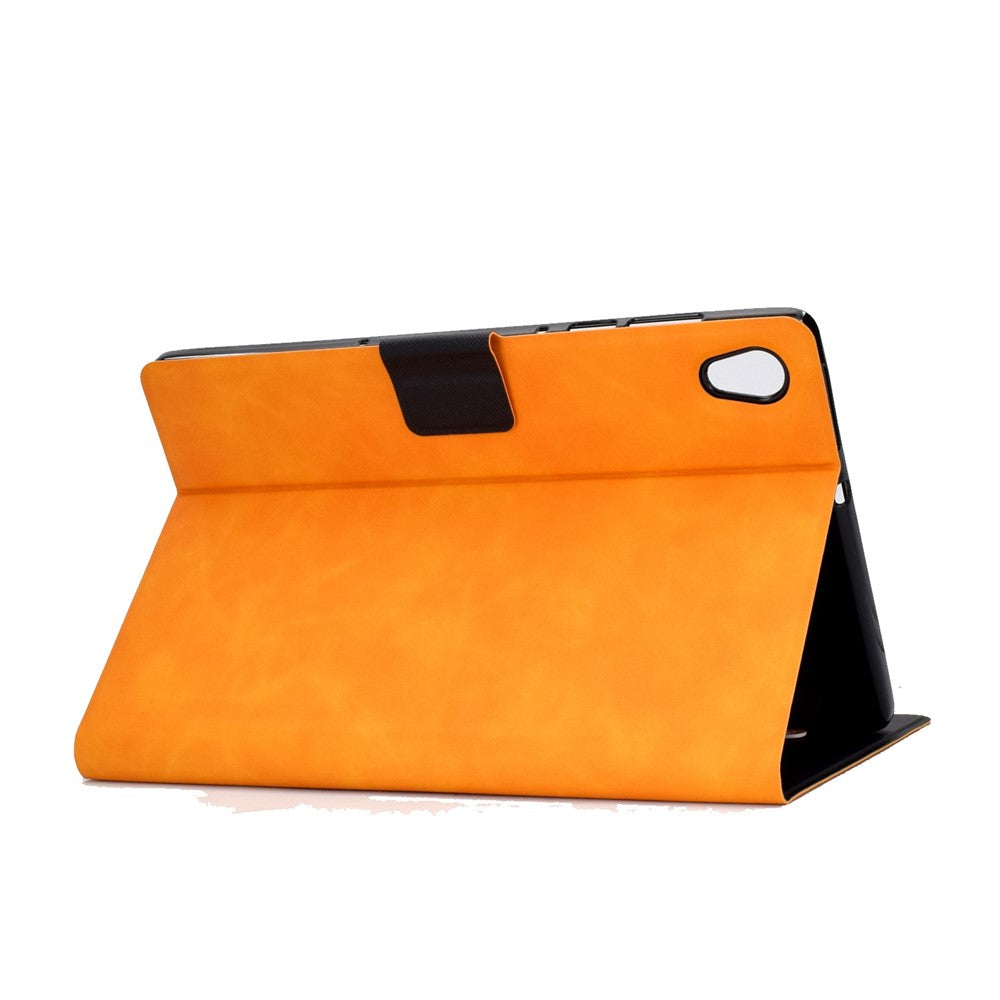 For Lenovo Tab M10 HD Gen 2 X306X Folio Flip Anti-scratch Calf Textured Leather Tablet Case Card Holder Stand Feature Magnetic Protector - Orange