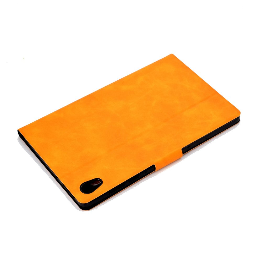 For Lenovo Tab M10 HD Gen 2 X306X Folio Flip Anti-scratch Calf Textured Leather Tablet Case Card Holder Stand Feature Magnetic Protector - Orange