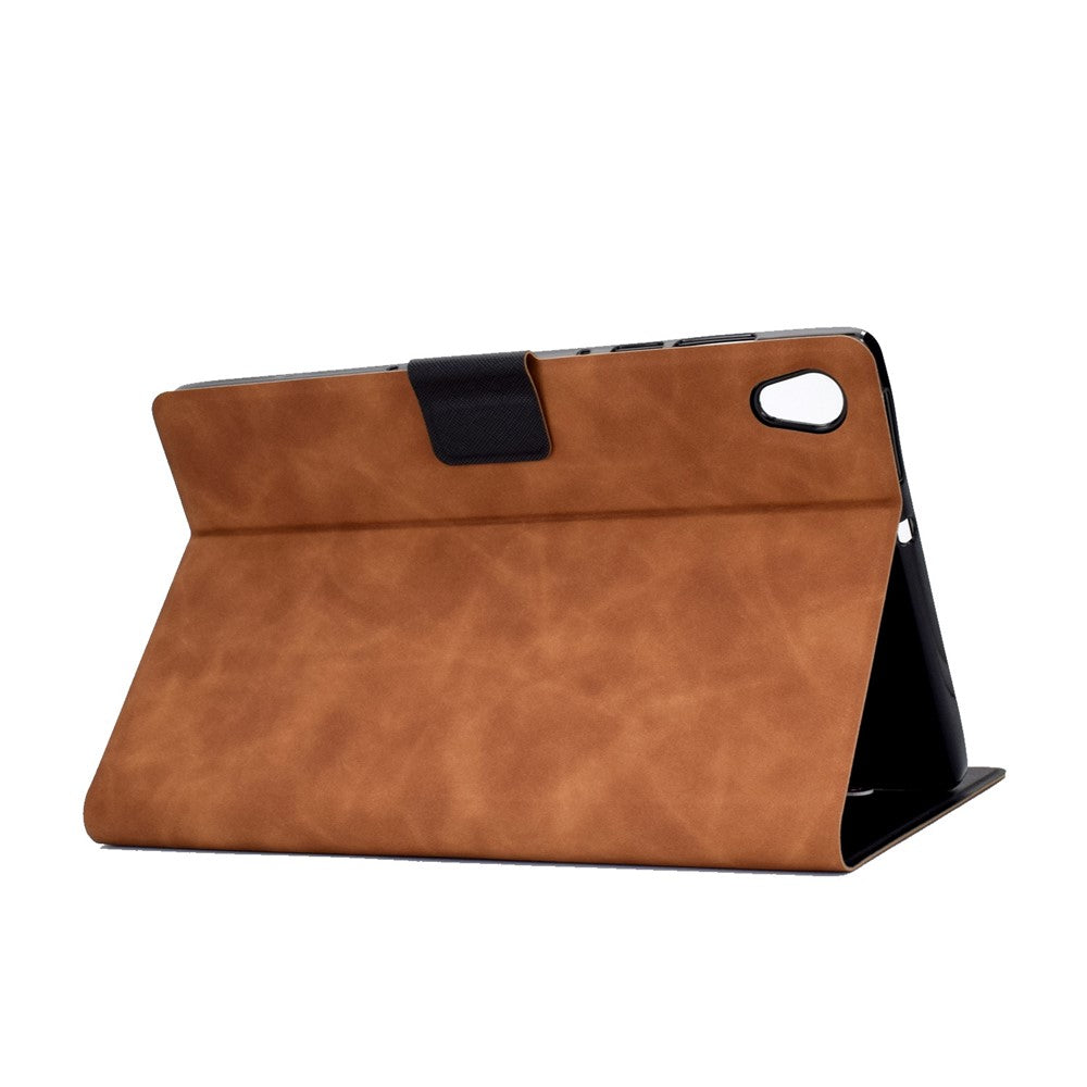 For Lenovo Tab M10 HD Gen 2 X306X Folio Flip Anti-scratch Calf Textured Leather Tablet Case Card Holder Stand Feature Magnetic Protector - Brown