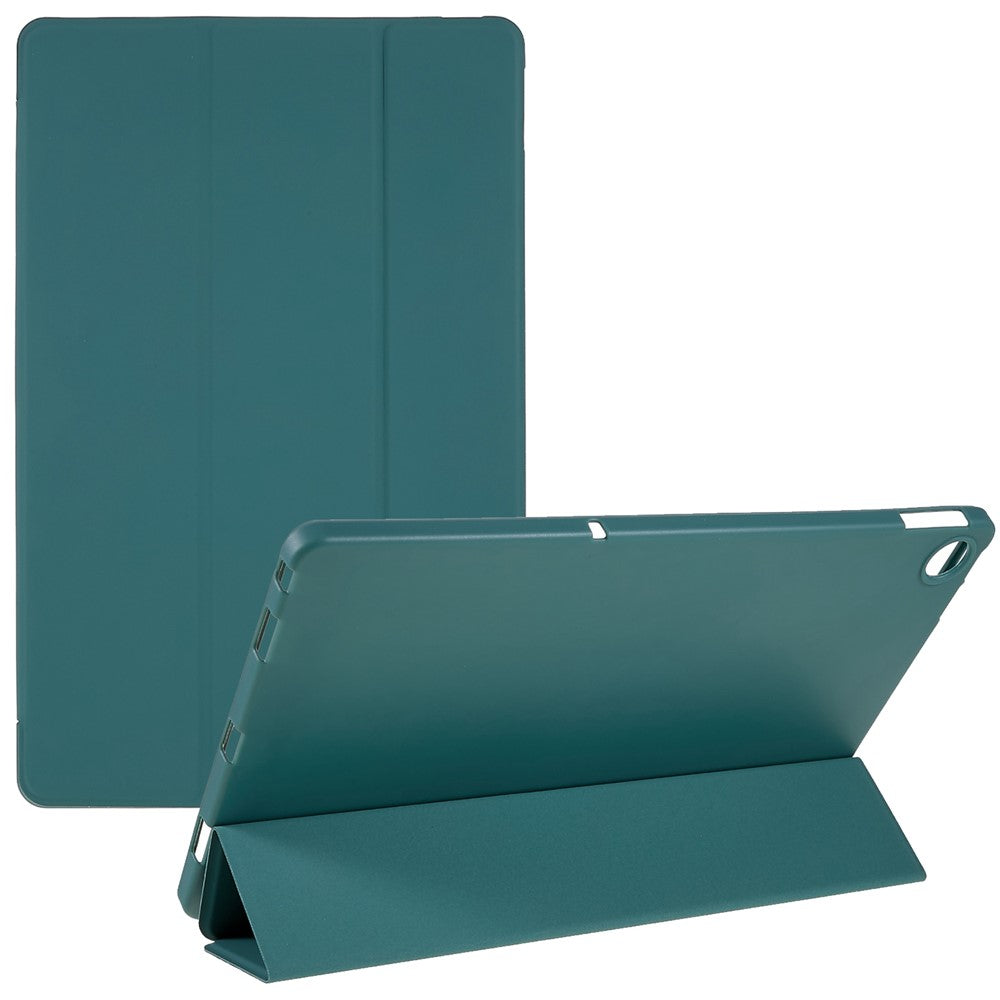 For Lenovo Tab M10 Plus (3rd Gen) / Xiaoxin Pad 2022 10.6 inch Folio Flip Full Protection Leather Tablet Case Inner Honeycomb Design Anti-scratch Cover with Tri-fold Stand - Blackish Green