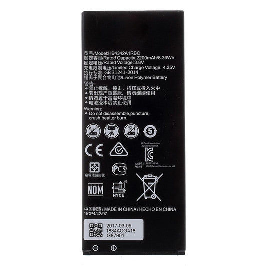 For Huawei Y5II / Honor 4A / Y6 / Play5 5G / Play 5 5G 3.8V 2200mAh Li-ion Battery Replacement Part (Encode: HB4342A1RBC) (without Logo)
