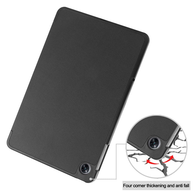 Shockproof Case for Oppo Pad Air PU Leather+PC Protective Case Auto Wake / Sleep Tablet Cover with Trifold Stand - Black