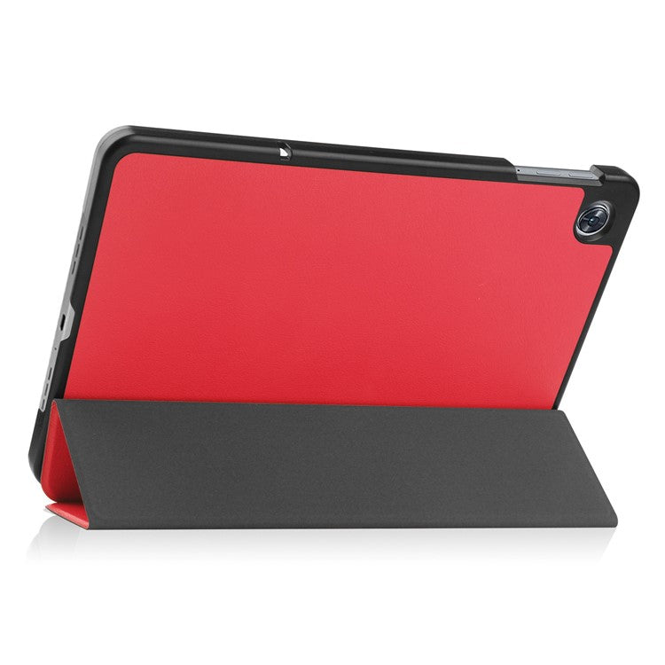 Shockproof Case for Oppo Pad Air PU Leather+PC Protective Case Auto Wake / Sleep Tablet Cover with Trifold Stand - Red