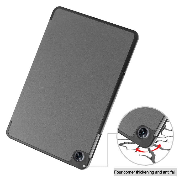 Shockproof Case for Oppo Pad Air PU Leather+PC Protective Case Auto Wake / Sleep Tablet Cover with Trifold Stand - Grey