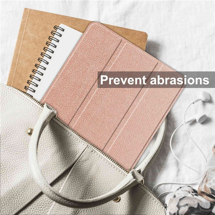 Shockproof Case for Oppo Pad Air PU Leather+PC Protective Case Auto Wake / Sleep Tablet Cover with Trifold Stand - Rose Gold