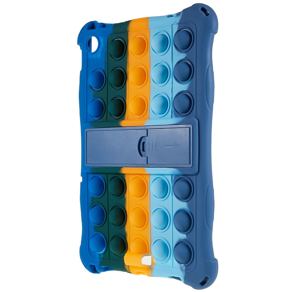 For Lenovo Tab M10 (Gen 3) TB-328FU / TB-328XU Pop Fidget Toy Bubble Tablet Case Shockproof Silicone Case PC Kickstand Protective Cover - Colorful Dark Blue