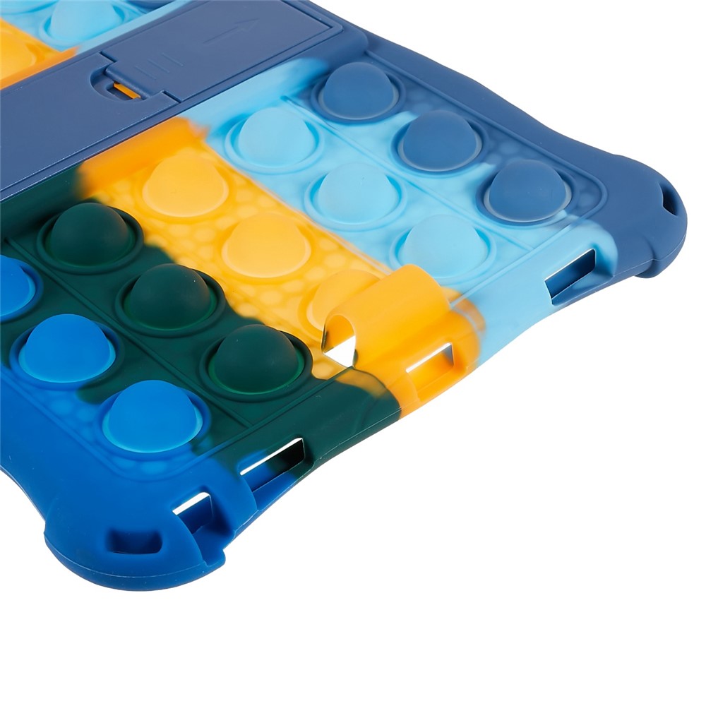 For Lenovo Tab M10 (Gen 3) TB-328FU / TB-328XU Pop Fidget Toy Bubble Tablet Case Shockproof Silicone Case PC Kickstand Protective Cover - Colorful Dark Blue
