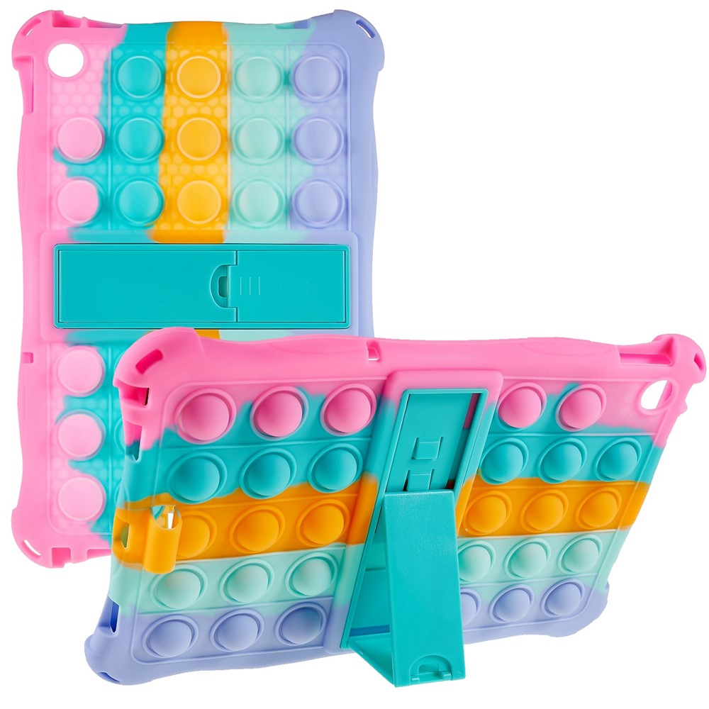 For Lenovo Tab M10 (Gen 3) TB-328FU / TB-328XU Pop Fidget Toy Bubble Tablet Case Shockproof Silicone Case PC Kickstand Protective Cover - Multi-color