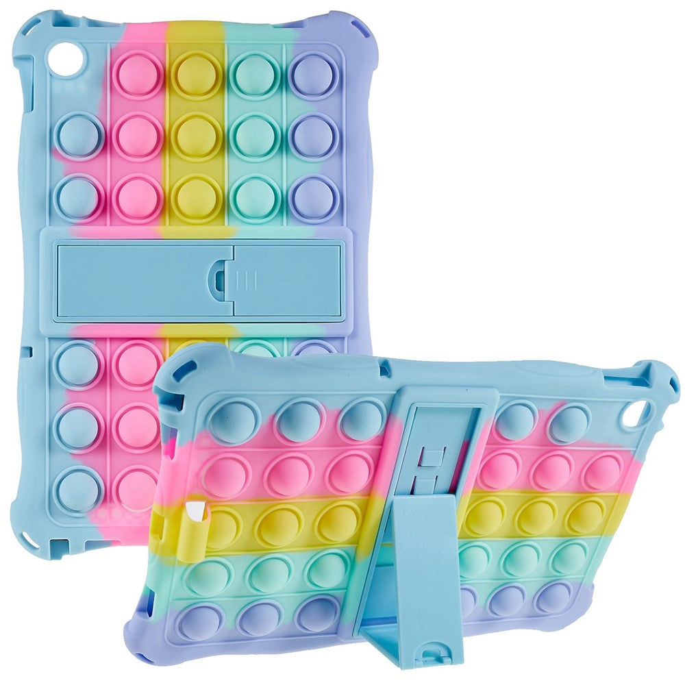 For Lenovo Tab M10 (Gen 3) TB-328FU / TB-328XU Pop Fidget Toy Bubble Tablet Case Shockproof Silicone Case PC Kickstand Protective Cover - Colorful Baby Blue