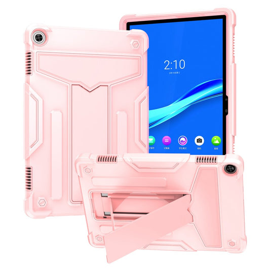 For Lenovo Tab M10 (Gen 3) TB-328FU / TB-328XU Protective Case T-Shaped Kickstand Shockproof PC + Silicone Tablet Cover - Rose Gold