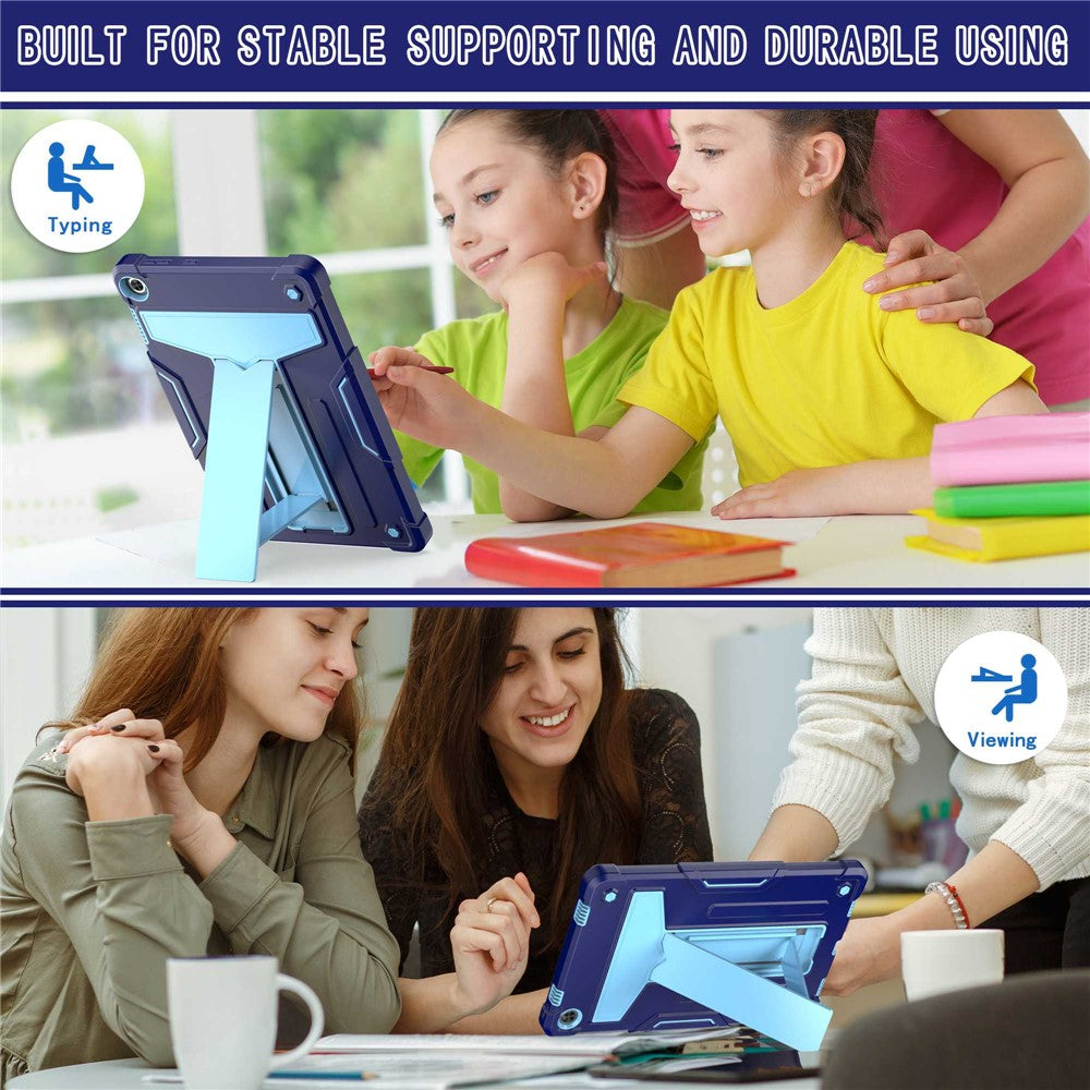 For Lenovo Tab M10 (Gen 3) TB-328FU / TB-328XU Protective Case T-Shaped Kickstand Shockproof PC + Silicone Tablet Cover - Navy Blue / Blue