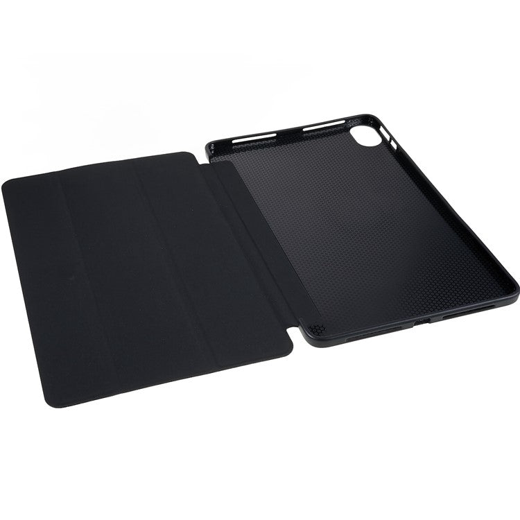 For Honor Pad 8 Protective Case Anti-drop PU Leather Cover with Tri-fold Stand Inner Honeycomb Heat Dissipation TPU Tablet Case - Black
