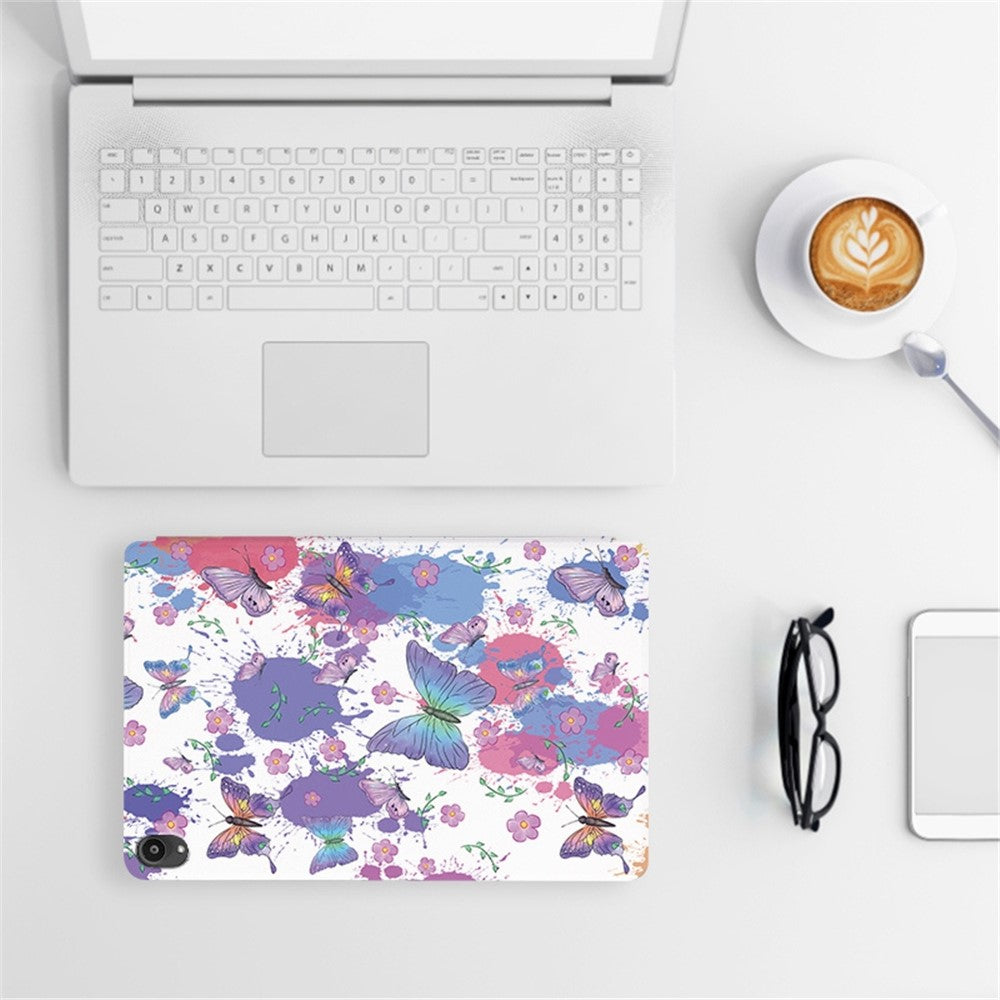 For Lenovo Tab P11 / P11 Plus Butterfly Printed Butterfly Printed Protective Cover Anti-Scratch PU Leather Stand Case Shockproof Tablet Shell - Brilliant Butterfly
